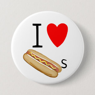 Badge Rond 7,6 Cm J'aime les hot-dogs