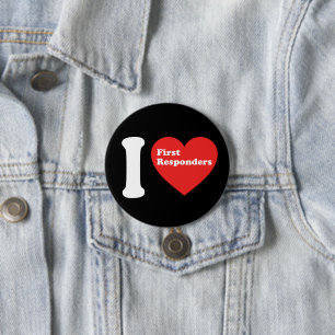 Badge Rond 7,6 Cm J'aime les premiers intervenants