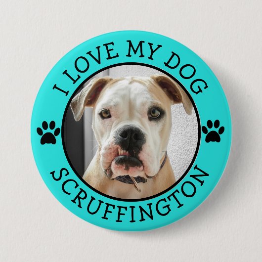 Badge Rond 7,6 Cm J'aime ma photo de chien (Devant)