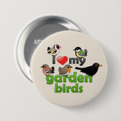 Badge Rond 7,6 Cm J'aime mes oiseaux de jardin (Devant & derrière)