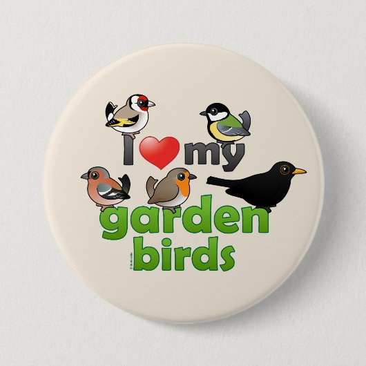 Badge Rond 7,6 Cm J'aime mes oiseaux de jardin (Devant)
