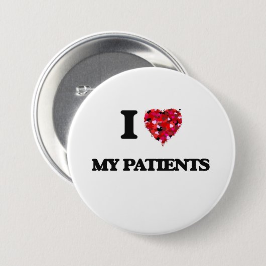 Badge Rond 7,6 Cm J'aime mes patients (Devant & derrière)
