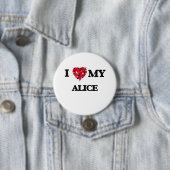 Badge Rond 7,6 Cm J'aime mon Alice (En situation)