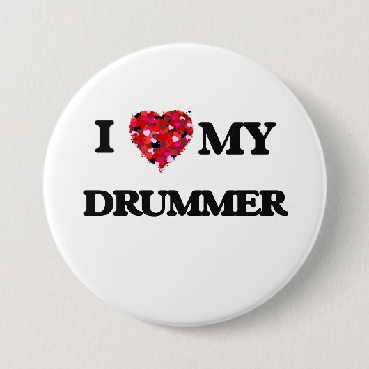Badge Rond 7,6 Cm J'aime mon batteur (Devant)