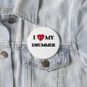 Badge Rond 7,6 Cm J'aime mon batteur (En situation)