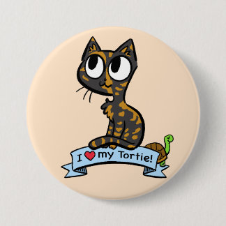 Badge Rond 7,6 Cm J'aime mon bouton Tortie