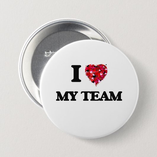 Badge Rond 7,6 Cm J'aime mon équipe (Devant & derrière)