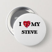 Badge Rond 7,6 Cm J'aime mon Steve (Devant & derrière)