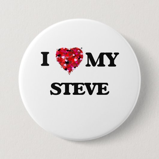 Badge Rond 7,6 Cm J'aime mon Steve (Devant)