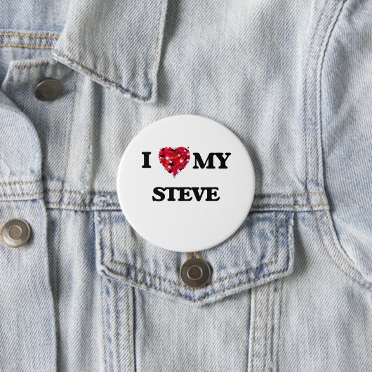 Badge Rond 7,6 Cm J'aime mon Steve (En situation)