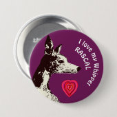 Badge Rond 7,6 Cm J'aime mon Whippet (Devant & derrière)