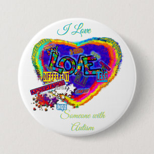 Badge Rond 7,6 Cm J'aime quelqu'un avec Autism 2(me) Bouton