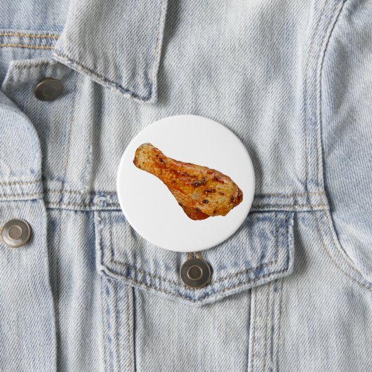 Badge Rond 7,6 Cm Jambe de poulet cuite frite (En situation)
