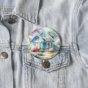 Badge Rond 7,6 Cm Jardin de cottage bleu de Blossom Lane