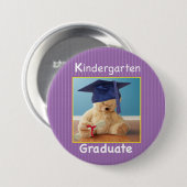 Badge Rond 7,6 Cm Jardin d'enfants Graduation Teddy Bear sur pourpre (Devant & derrière)