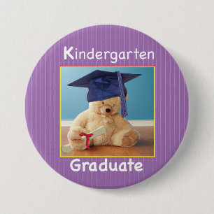 Badge Rond 7,6 Cm Jardin d'enfants Graduation Teddy Bear sur pourpre