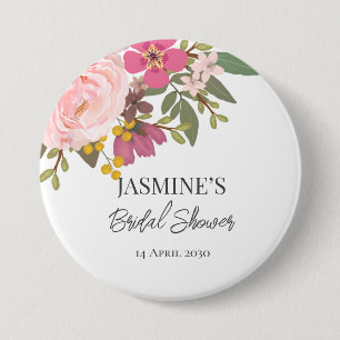 Badge Rond 7,6 Cm Jardin Floral Rose Fête de Mariage de Printemps 