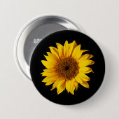 Badge Rond 7,6 Cm Jaune de tournesol sur le noir - fleurs (Devant & derrière)