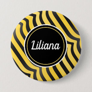 Badge Rond 7,6 Cm Jazzy mignonne Bumblebee rayé noir et jaune