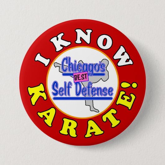 Badge Rond 7,6 Cm "JE CONNAIS KARATE !" Larry Appleton Parfait pour (Devant)