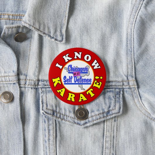 Badge Rond 7,6 Cm "JE CONNAIS KARATE !" Larry Appleton Parfait pour  (En situation)