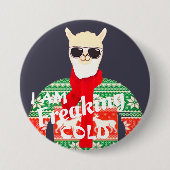 Badge Rond 7,6 Cm Je gèle ! Drôle Noël Llama Design (Devant)