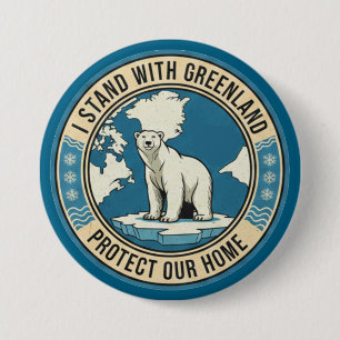 Badge Rond 7,6 Cm Je me tiens avec l'ours polaire du Groenland