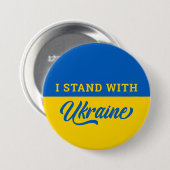 Badge Rond 7,6 Cm Je Me Tiens Avec L'Ukraine Pavillon bleu jaune Ukr (Devant & derrière)