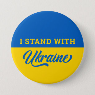 Badge Rond 7,6 Cm Je Me Tiens Avec L'Ukraine Pavillon bleu jaune Ukr