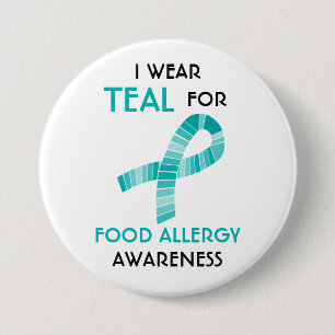 Badge Rond 7,6 Cm Je porte Teal pour la conscience d'allergie