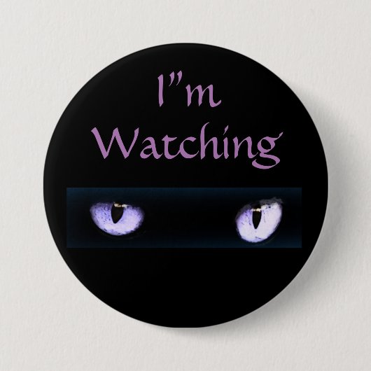 Badge Rond 7,6 Cm Je regarde les yeux de chats violets (Devant)