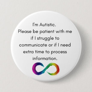 Badge Rond 7,6 Cm Je suis autistique - Bouton de communication
