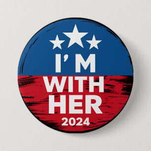 Badge Rond 7,6 Cm Je suis avec elle Kamala Votez pour 2024 Président