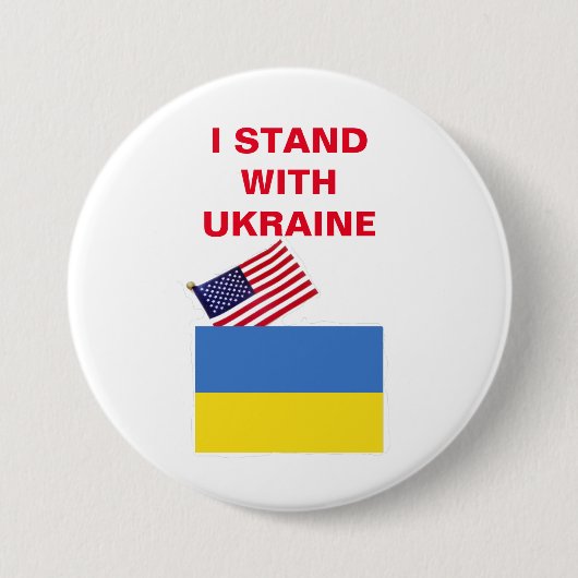 BADGE ROND 7,6 CM JE SUIS AVEC LE BOUTON UKRAINE (Devant)
