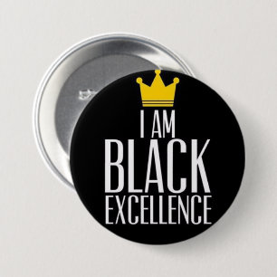 Badge Rond 7,6 Cm JE SUIS excellence noire