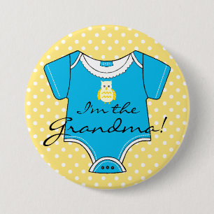 Badge Rond 7,6 Cm Je suis le baby shower jaune et bleu de