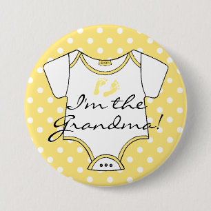 Badge Rond 7,6 Cm Je suis le bébé jaune et blanc de grand-maman de