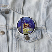 Badge Rond 7,6 Cm Jeb ! attrapé dans les phares (En situation)