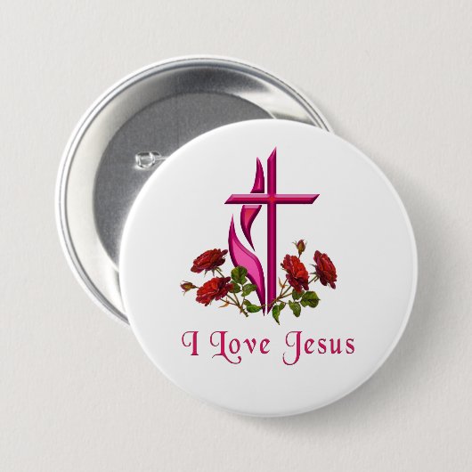 Badge Rond 7,6 Cm Jésus (Devant & derrière)