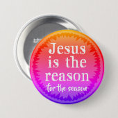 Badge Rond 7,6 Cm Jésus Raison de la saison Gradient Épingle de Noël (Devant & derrière)