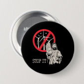 Badge Rond 7,6 Cm Jésus serait contre l'énergie éolienne (Devant & derrière)