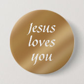 Badge Rond 7,6 Cm Jésus t'aime | Gold Chic Custom Text Christian (Devant)