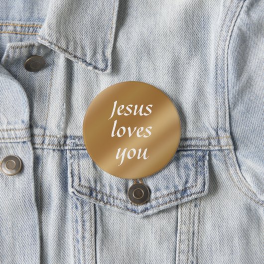 Badge Rond 7,6 Cm Jésus t'aime | Gold Chic Custom Text Christian (En situation)
