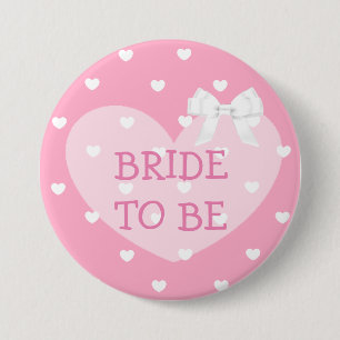 Badge Rond 7,6 Cm Jeune mariée à être bouton blanc d'arc de coeur