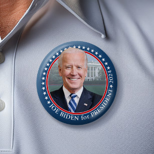 Badge Rond 7,6 Cm Joe Biden 2024 pour le président Photo Maison Blan