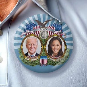 Badge Rond 7,6 Cm Joe Biden Kamala Harris 2020 Collectible Jugate
