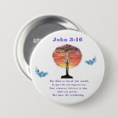 Badge Rond 7,6 Cm John 3:166 (Devant & derrière)