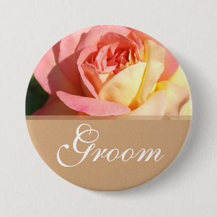 Badge Rond 7,6 Cm Joli bouton de mariage rose jaune rose pour marié