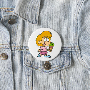 Badge Rond 7,6 Cm Joli Cartoon Enfant Manger Ice Cream Cone