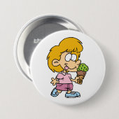 Badge Rond 7,6 Cm Joli Cartoon Enfant Manger Ice Cream Cone (Devant & derrière)